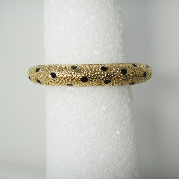 A&S Leopard Enamel Rhinestone Bangle Bracelet Jaguar - Picture 11 of 13